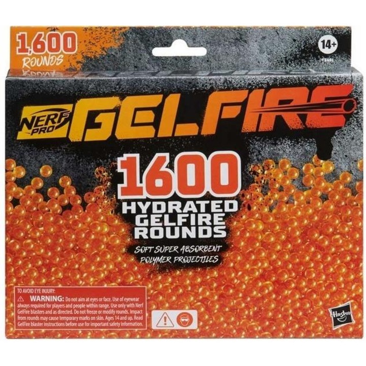 Set 1600 bile apa Nerf Gelfire, Hasbro, structura moale, portocaliu