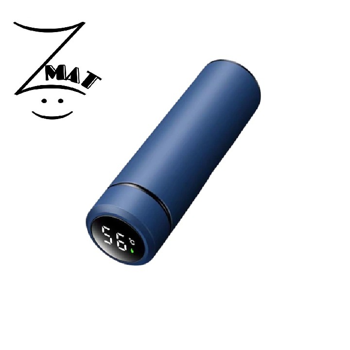 Termos cu Afisaj Digital ZMAT®, 500 ml, cu sita infuzor, indicator temperatura, otel inoxidabil, pereti dubli, albastru