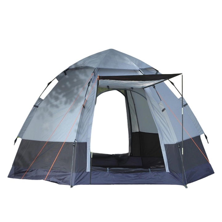 Összecsukható sátor 2-3 fő részére, vízálló, két ajtóval, fekete és szürke, 260x260x150cm