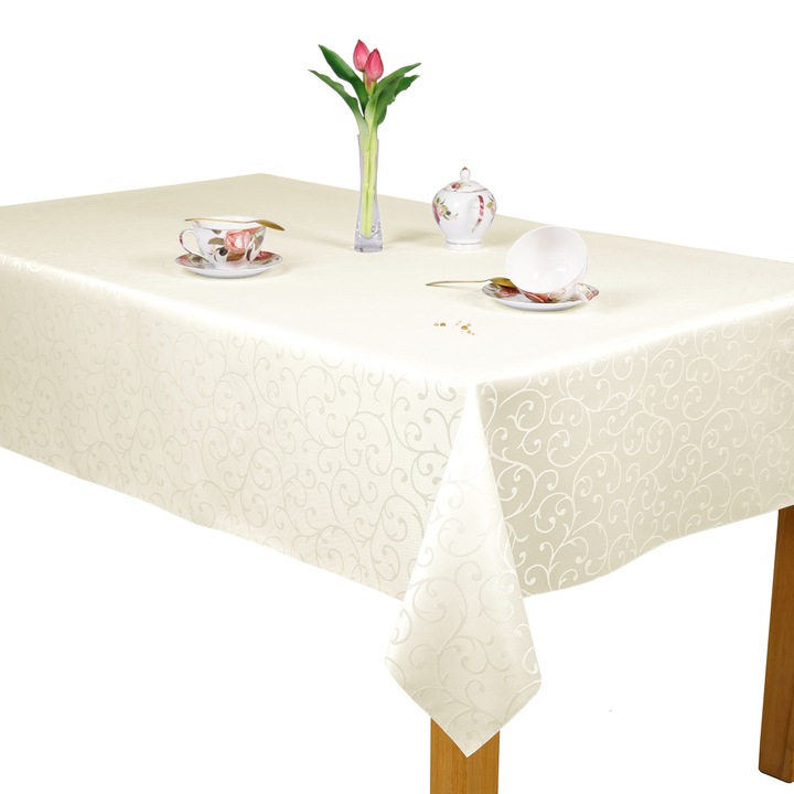 Покривка за маса Invitta, U4 Wega Ecru 120x160 см, устойчива на петна, елегантна с орнаменти