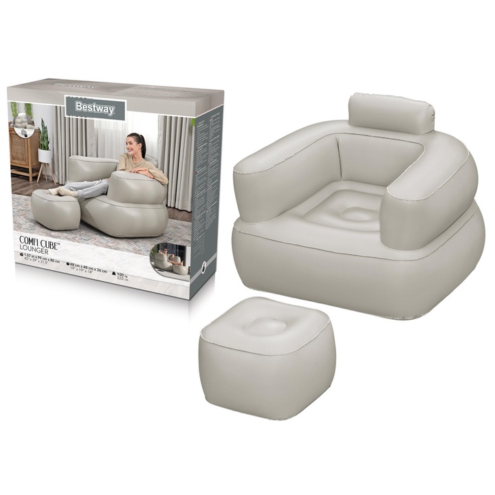 Fotoliu gonflabil, Bestway, PVC, 107x99x80 cm