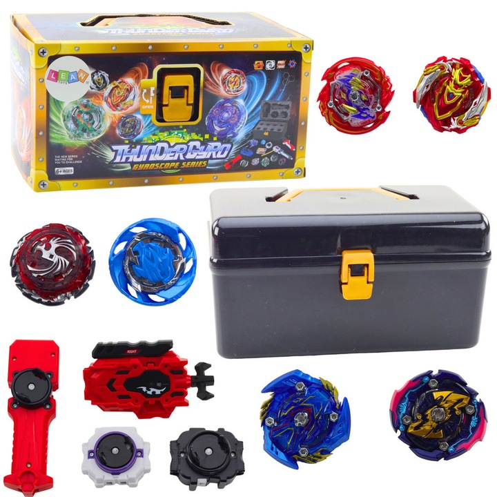 Комплект от 8 въртящи се диска с изстрелвател, Многоцветни, 6+ години