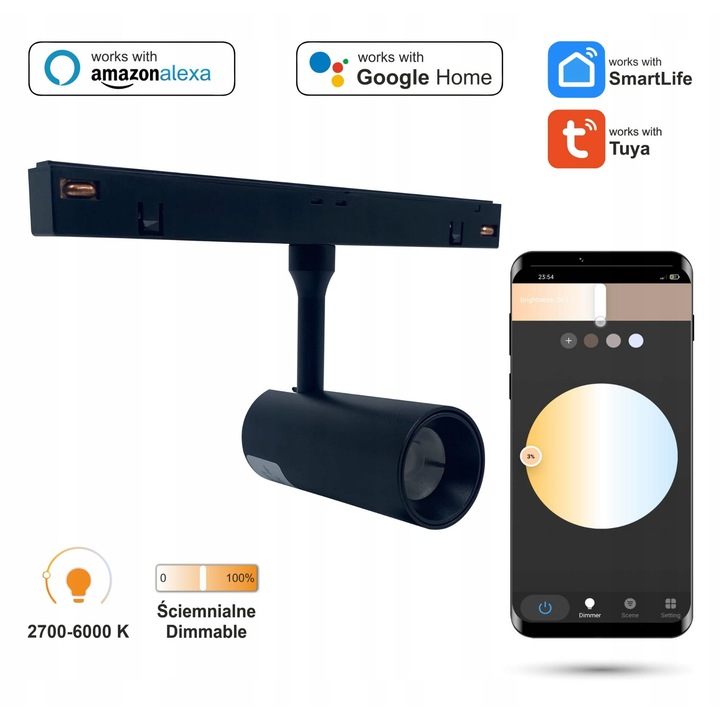 Spot LED 2.4GHZ Sina 6W SMART TRACK 48VDC 2700-6000K Reglabil