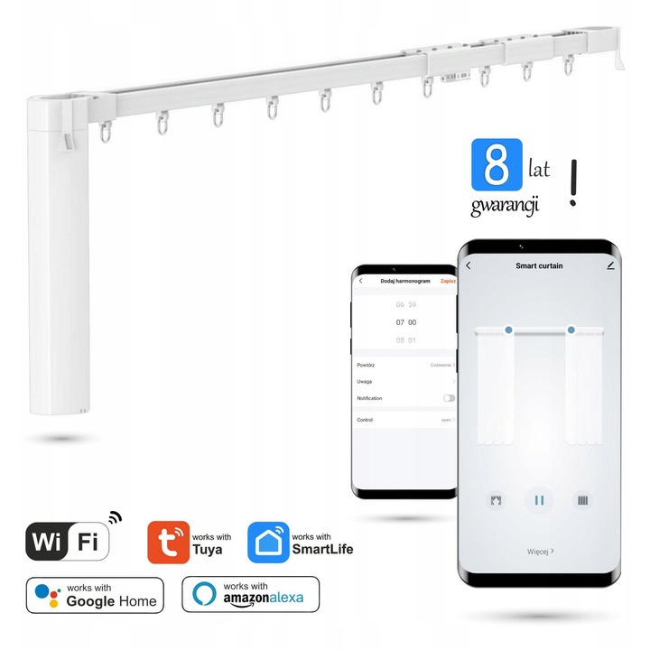 Sina electrica WiFi 7,2m, automata, set complet cu motor si accesorii, alb