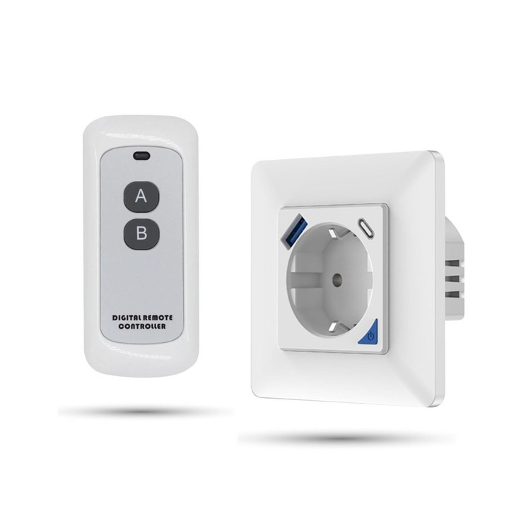 Смарт контакт Automat-on Zigbee Tuya, 20W, USB-C, USB-A, бял, 86x86x45мм