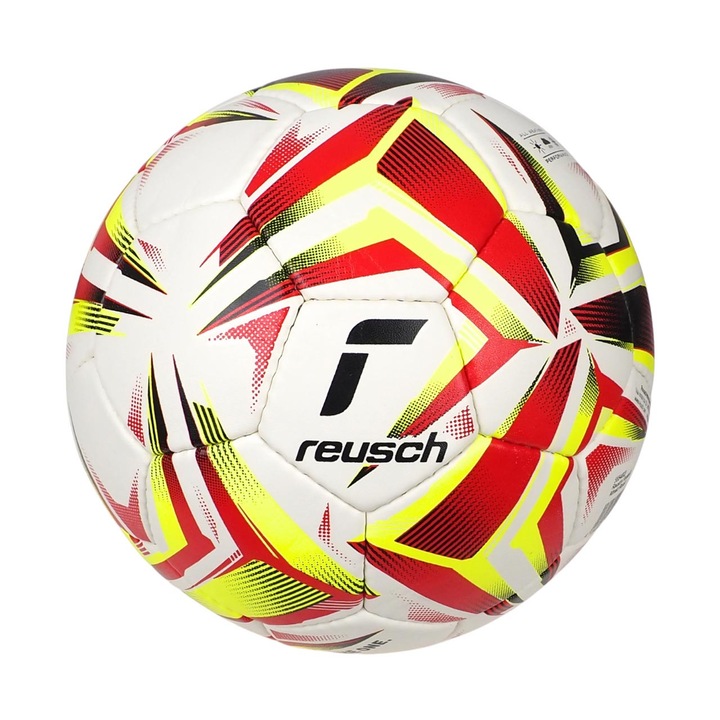 Minge fotbal Reusch Attrakt Resist alb-rosu-galben, dimensiune 5, set de 1 bucata
