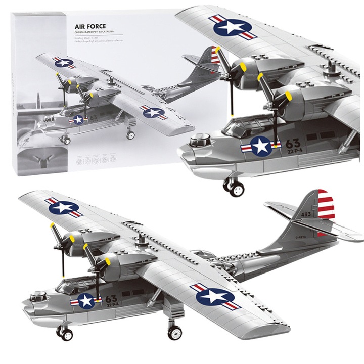 Set de constructie PBY-5A Catalina, 364 elemente, gri, 59x40x11cm
