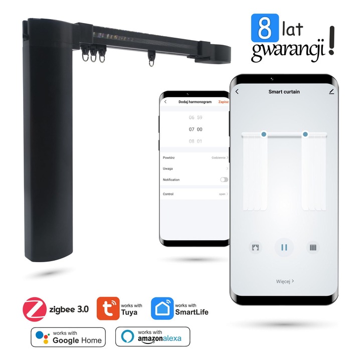 Sina electrica WiFi Zigbee 3.0, 3,2m, complet cu motor si accesorii, negru