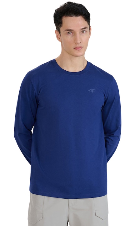 Férfi 4F póló, sötétkék, pamut, Tengerészkék