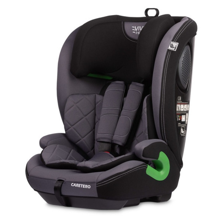 Caretero autósülés, Vivo, i-Size, 2 az 1-ben, 76-150 cm-es gyermekeknek, grafitszürke, övre rögzíthető