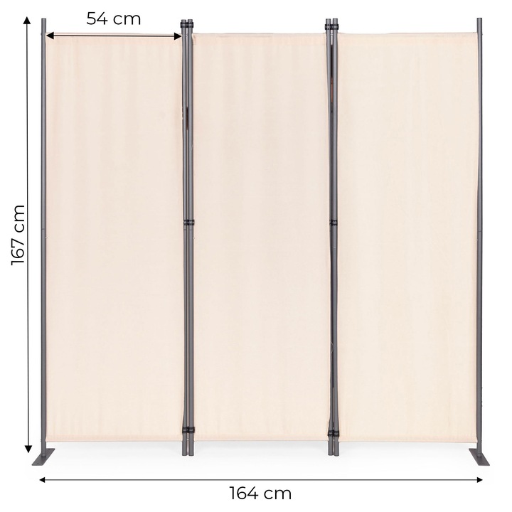 Paravan pliabil 3 panouri, MultiGarden, 167x164cm, bej, rezistent la UV