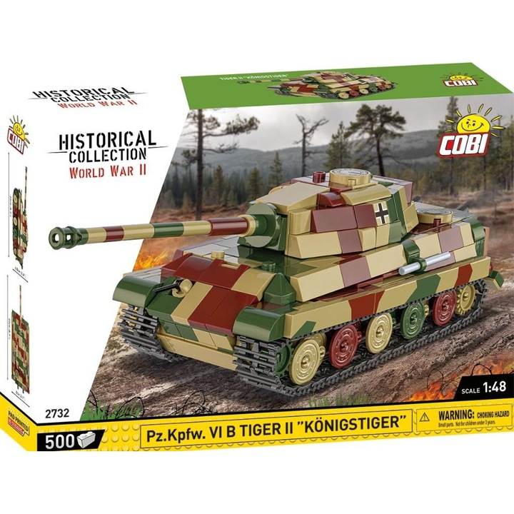 Set model istoric Pz.Kpfw. VI B Tiger II, Cobi, 500 piese, 1:48, multicolor, 22x6,5x8cm
