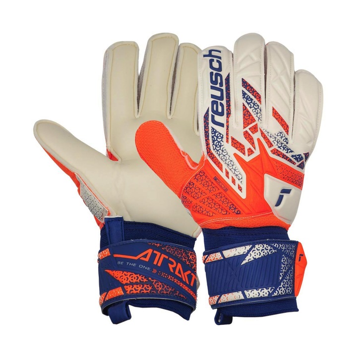 Reusch Attrakt Solid sportkesztyű, fehér-narancssárga, kiváló minőségű latex, 8-as méret