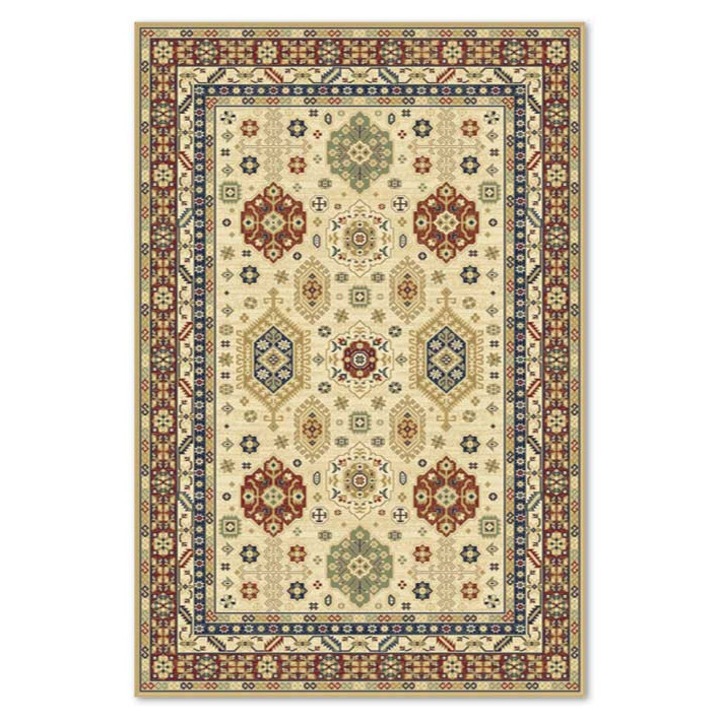 Covor Carpeta sintetic Colectia Atlas 1276-1-41334, Design Clasic, Bej, dimensiuni 80 x 150 cm