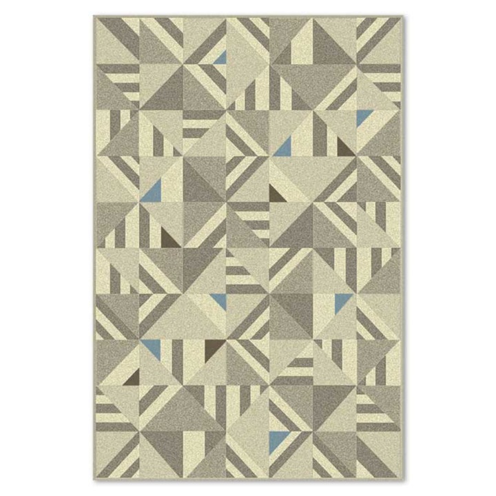 Covor Carpeta sintetic Colectia Delta 8764-1-43255, Design Geometric, Gri, dimensiuni 80 x 150 cm