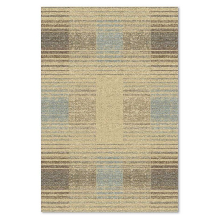 Covor Carpeta sintetic Colectia Delta 8464-1-43265, Design Modern, Bej, dimensiuni 80 x 150 cm