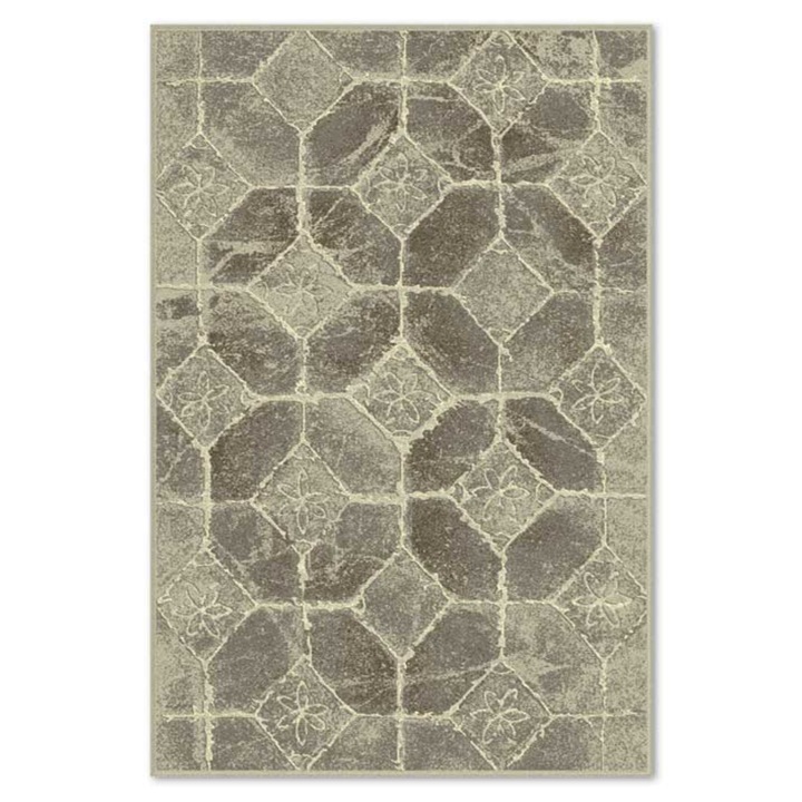 Covor Carpeta sintetic Colectia Delta 8578-1-43255, Design Geometric, Gri, dimensiuni 80 x 150 cm