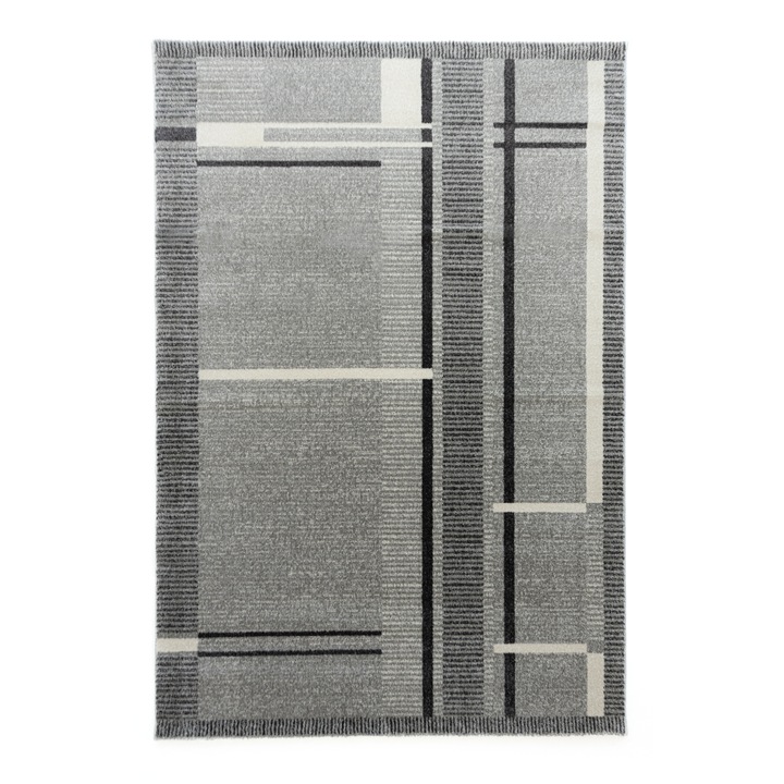 Covor Carpeta sintetic Colectia Matrix 1169-1-18411, Design Geometric, Gri, dimensiuni 80 x 150 cm