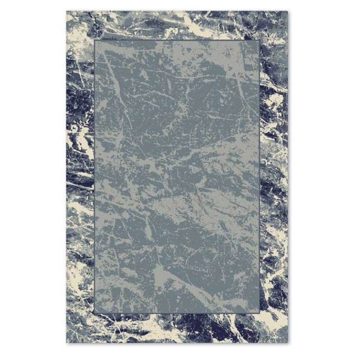 Covor Carpeta lana 100%, Bella 7092-1-51044, Design Modern, Albastru, dimensiuni 80 x 150 cm