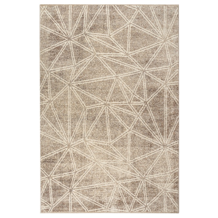 Covor Carpeta sintetic Colectia Matrix 5661-1-15055, Design Modern, Maro, dimensiuni 80 x 150 cm