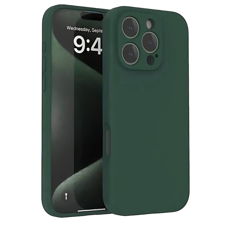 Силиконов кейс iPaky матиран, За iPhone 16 Pro Max (6.9), Тъмнозелен