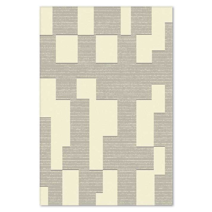 Covor Carpeta sintetic Colectia Soho 1164-1-18411, Design Geometric, Crem, dimensiuni 200 x 300 cm