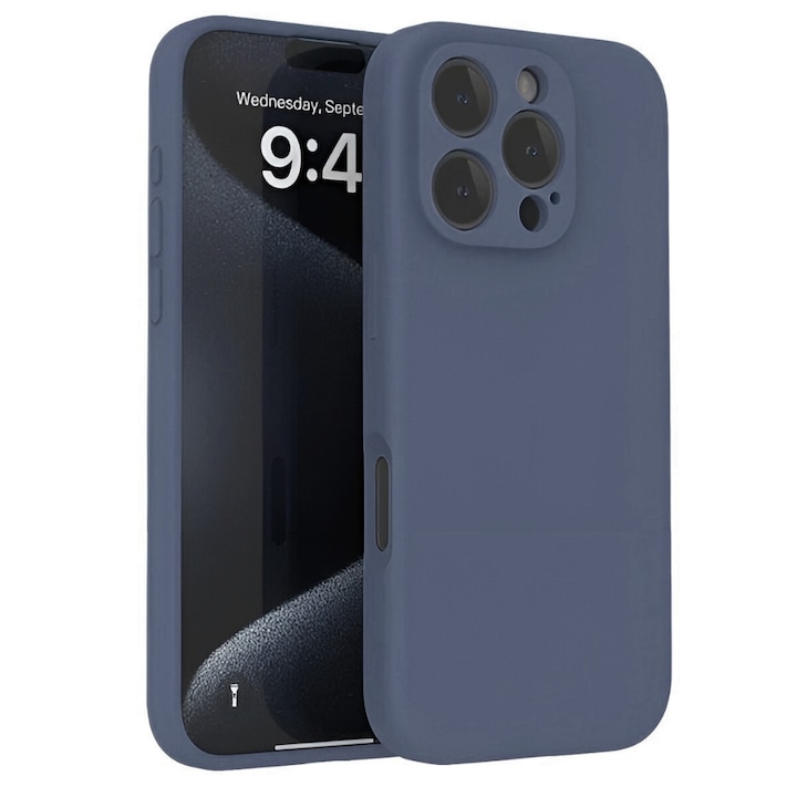 Силиконов кейс iPaky матиран, За iPhone 16 Pro Max (6.9), Тъмносин