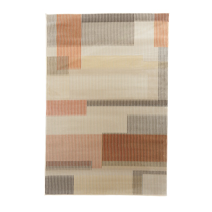 Covor Carpeta sintetic Colectia Geo 1240-1-44022, Design Modern, Portocaliu, dimensiuni 120 x 170 cm