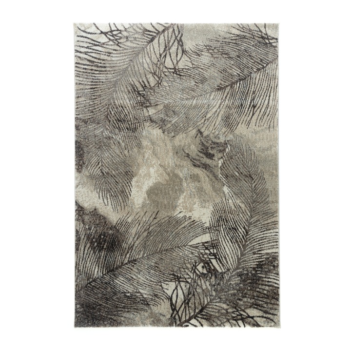 Covor Carpeta sintetic Colectia Matrix 1228-1-18415, Design Floral, Maro, dimensiuni 60 x 110 cm