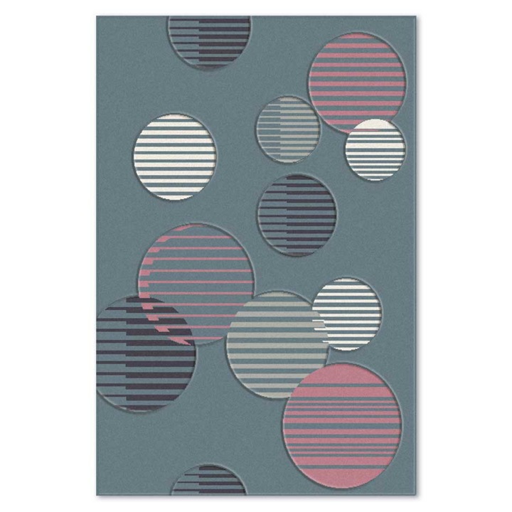 Covor Carpeta sintetic Colectia Soho 5644-1-16855, Design Modern, Albastru, dimensiuni 80 x 150 cm