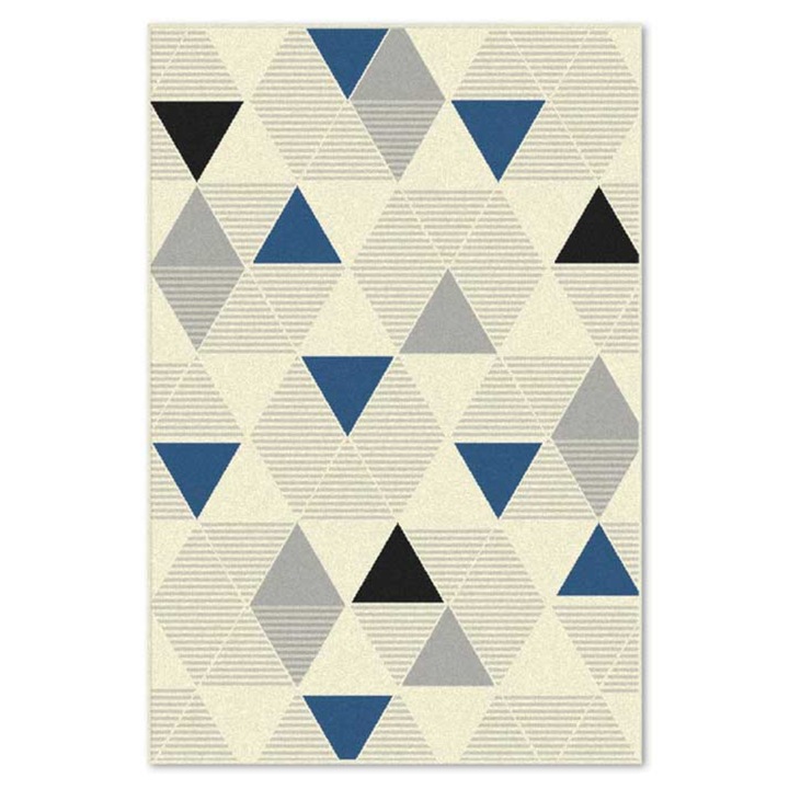 Covor Carpeta sintetic Colectia Soho 5765-1-18223, Design Geometric, Bej, dimensiuni 60 x 110 cm