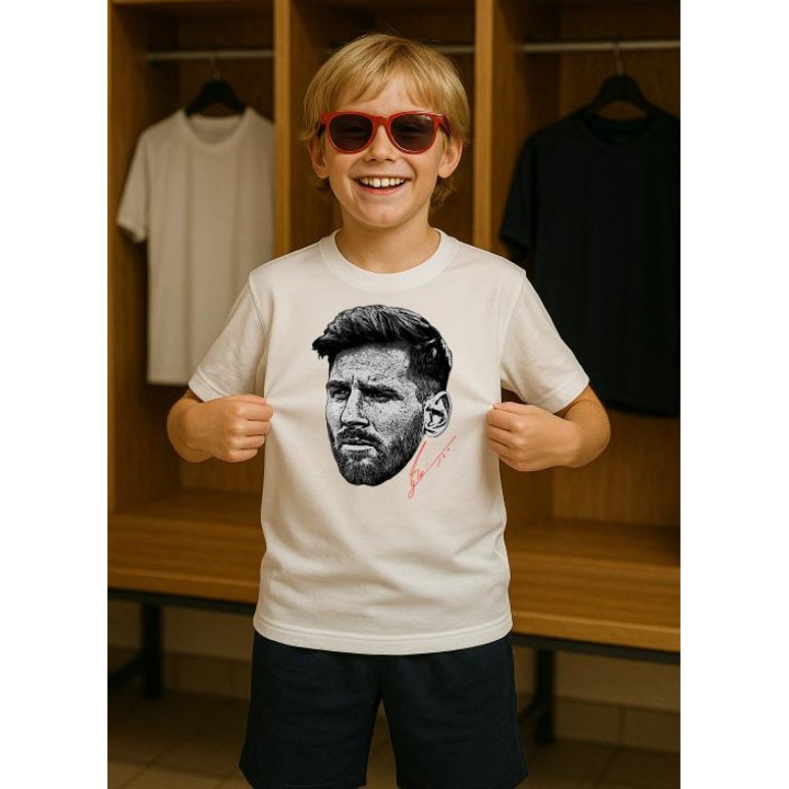 tricou copii fotbalist Lionel Messi-Inter Miami CF, Alb
