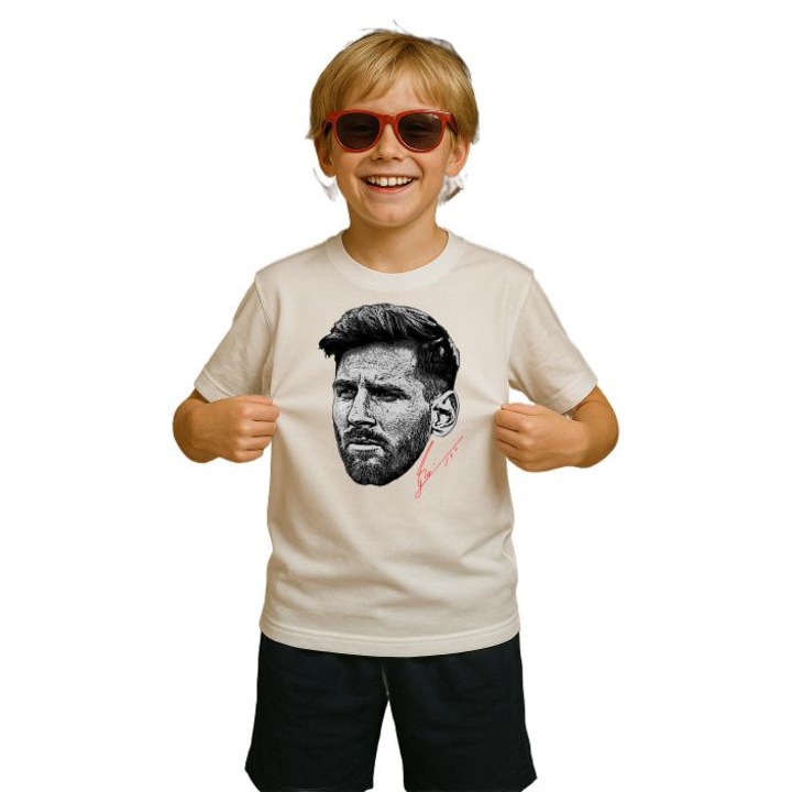 tricou copii fotbalist Lionel Messi-Inter Miami CF, Alb