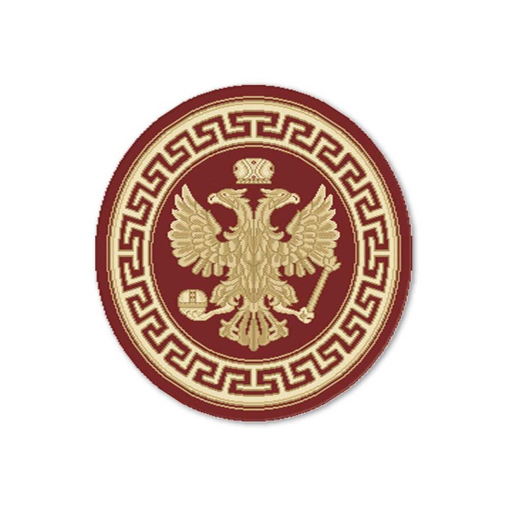 Covor Carpeta sintetic Colectia Atlas 8266-3-41355, Design Clasic, Rosu, dimensiuni 70 x 70 cm