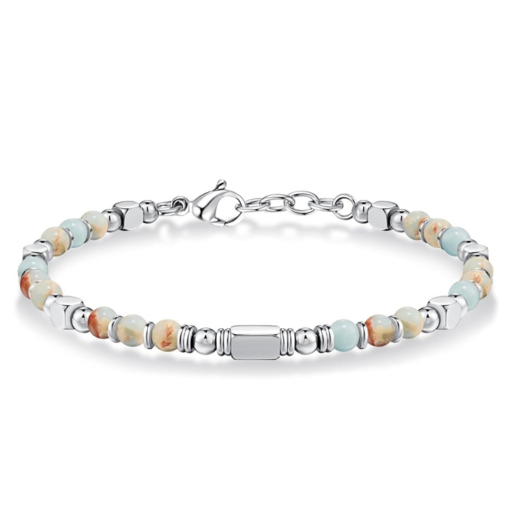 Bratara din inox cu margele multicolore, TREXORA, stil boho, pentru femei