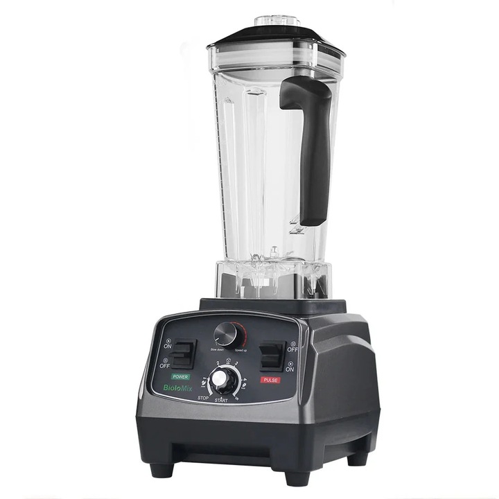 Nagy teljesítményű turmixgép, 2200 W, 2 liter, BPA-mentes, 1 extra kancsóval és 3 tárolóedénnyel, titánszürke
