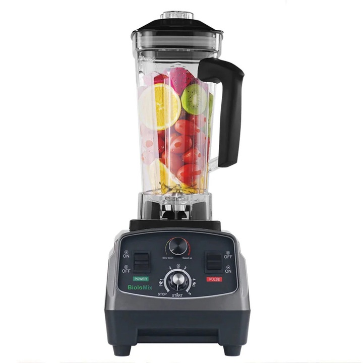 Turmixgép 2200W, 2x2L, időzítővel, 3 kiegészítő alkatrész, szürke