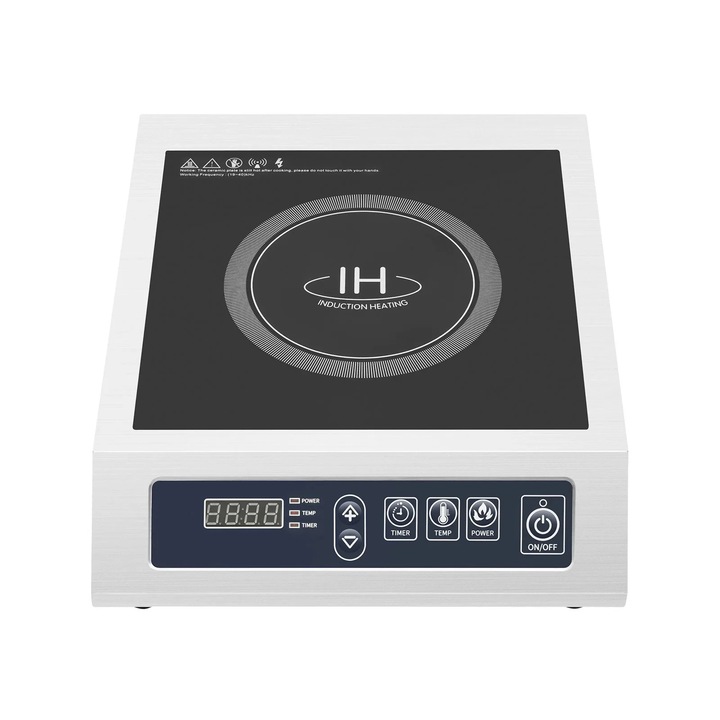 Индукционна печка, 3500W, 11 нива на мощност, дигитален таймер, тъмносива