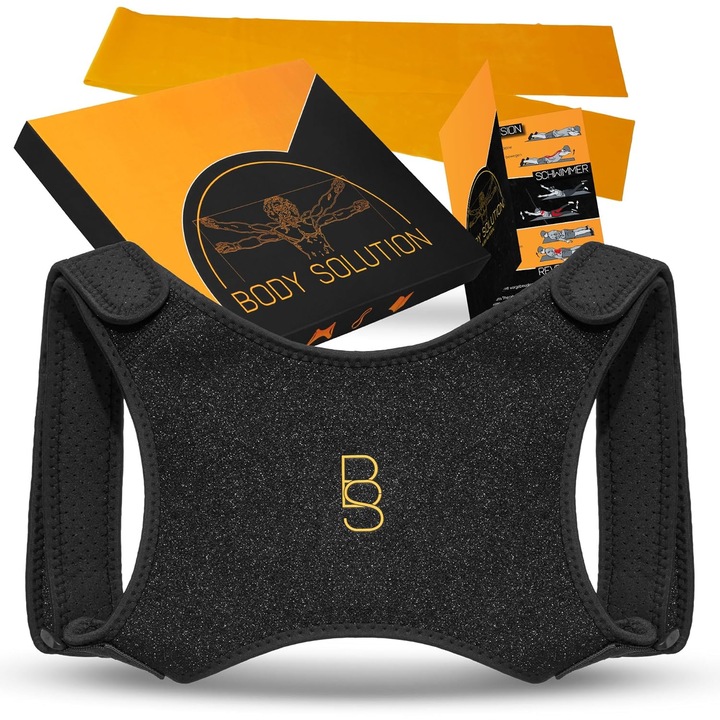 Corector postura spate BODYSOLUTION, 3 in 1, neopren, centura reglabila, marime S-M, culoare negru