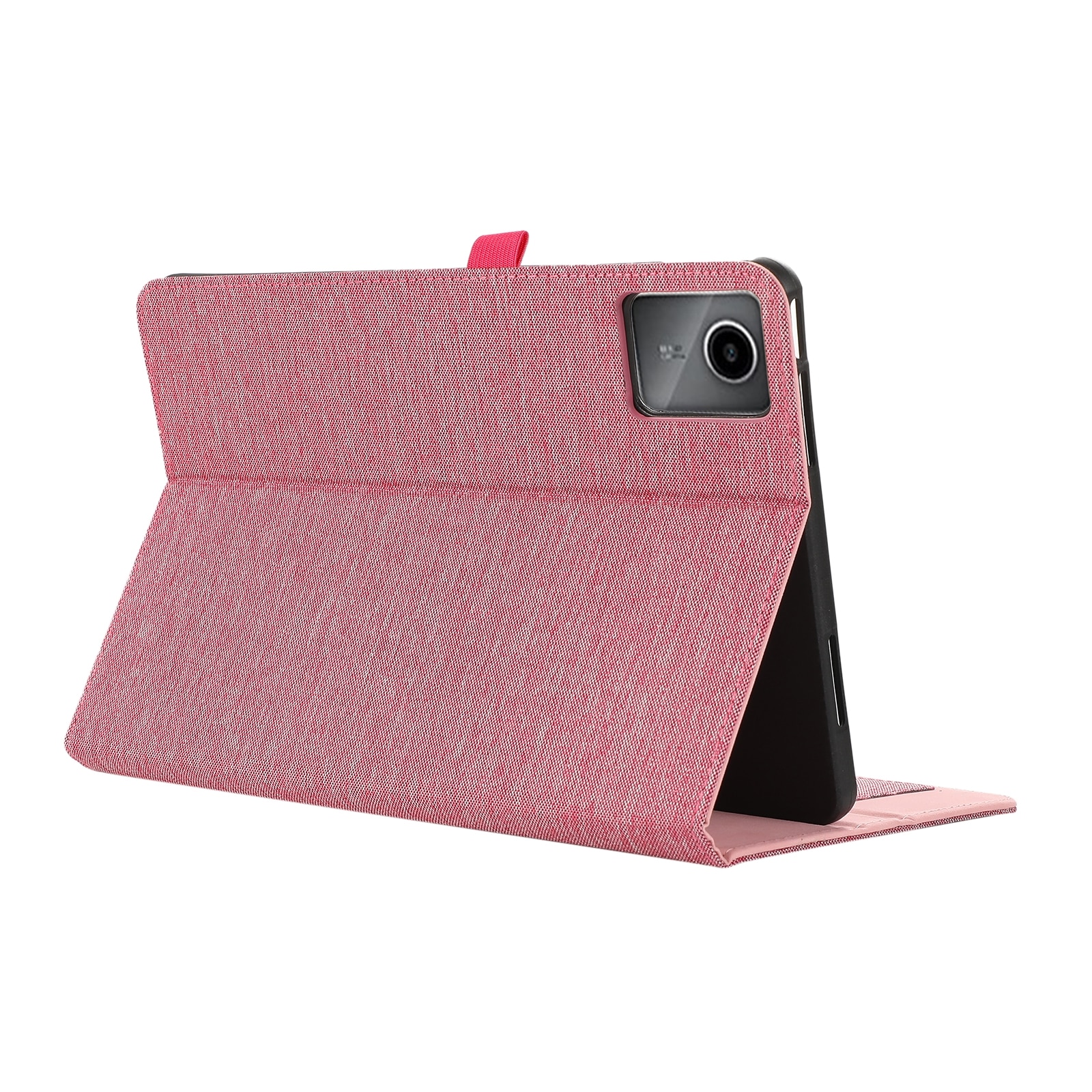 Husa tableta pentru Lenovo Tab Plus 11.5, piele textila, tip carte cu suport, inchidere magnetica, roz