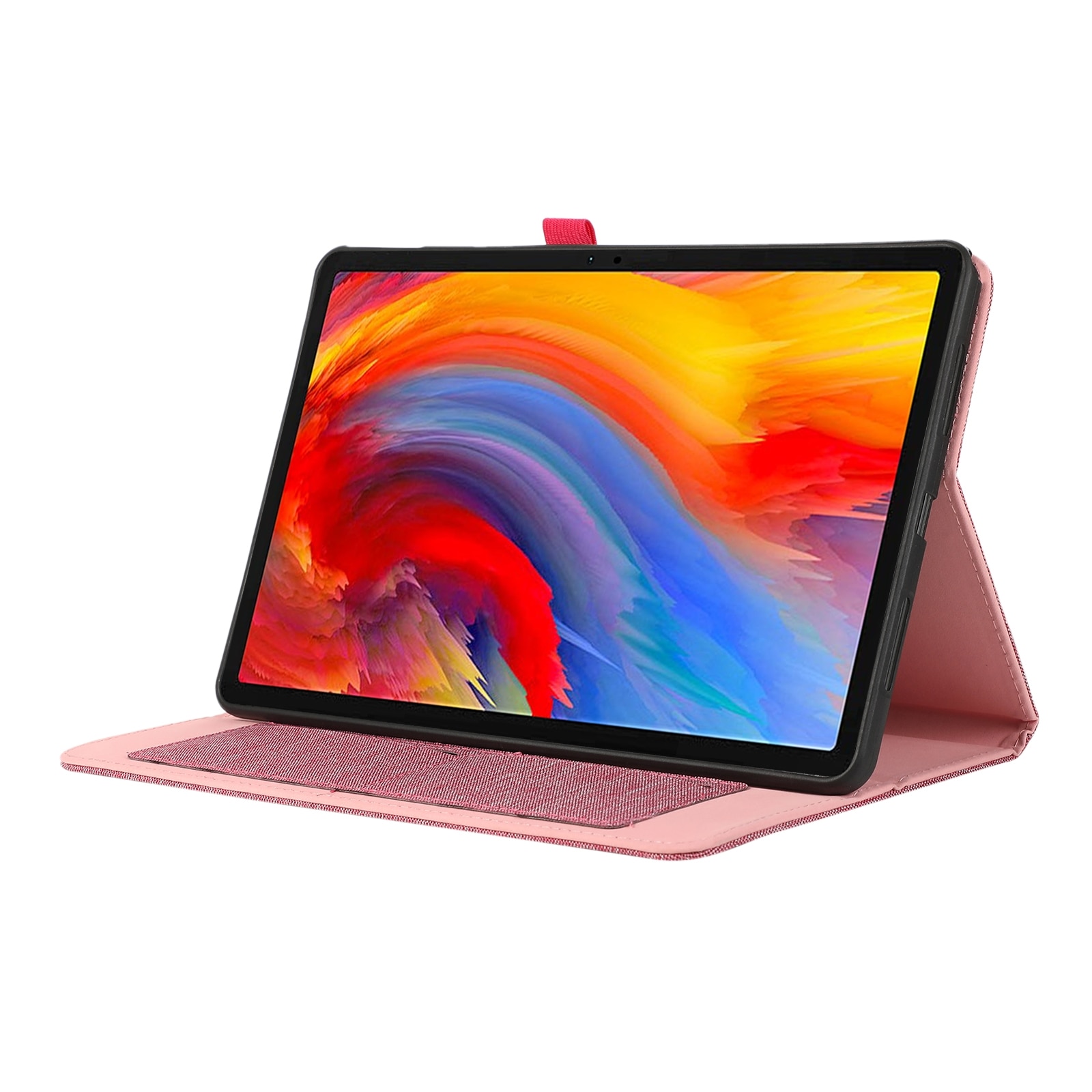 Husa tableta pentru Lenovo Tab Plus 11.5, piele textila, tip carte cu suport, inchidere magnetica, roz