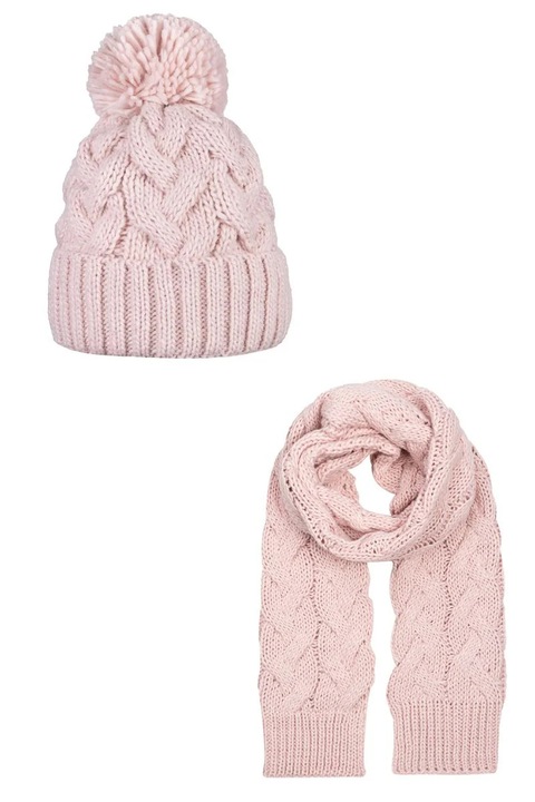Set Caciula Si Esarfa pentru femeie Braid Rose