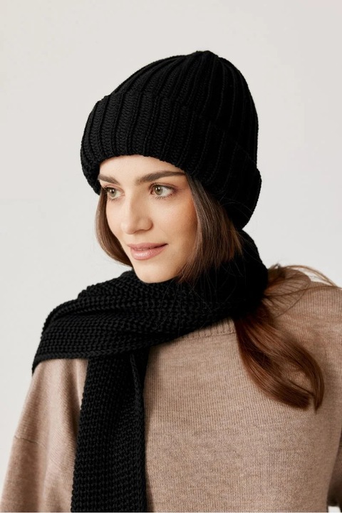 Esarfa pentru femeie- 100% Lana Merinos Coco - Negru