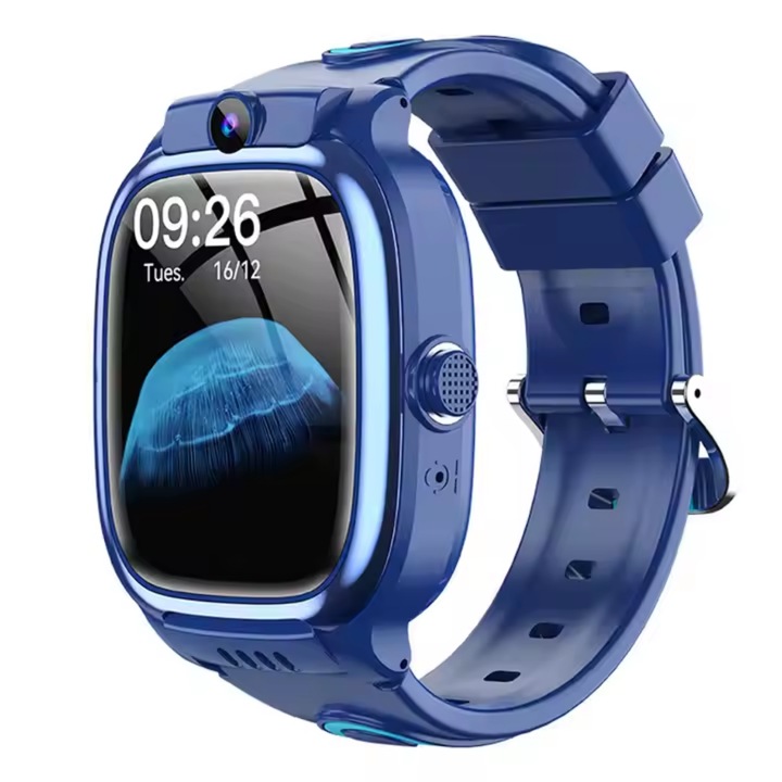 Смарт часовник за деца, смарт часовник, 4G свързаност, GPS местоположение, SIM карта, SOS функция, камера, 1 "69" сензорен екран, HD видео разговори, автономия до 30 дни, водоустойчивост, бързо набиране, смарт функции, образователни игри, син