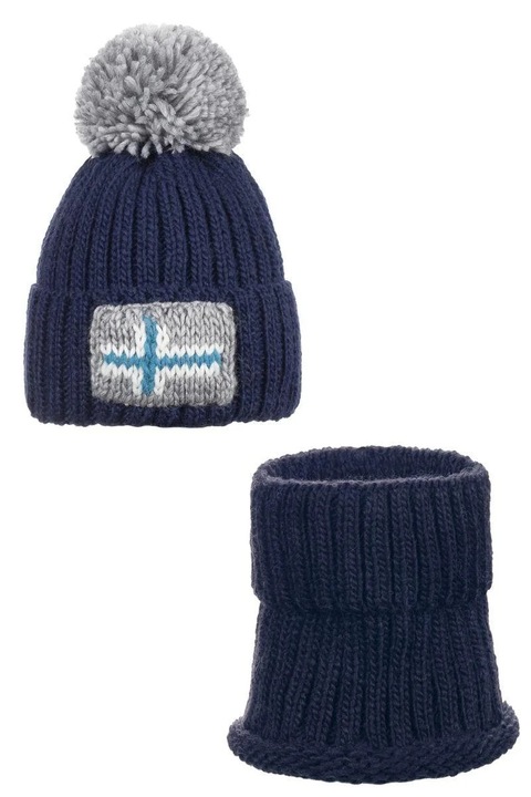 Set caciula si fular cu lana OSLO - bleumarin, barbati uni