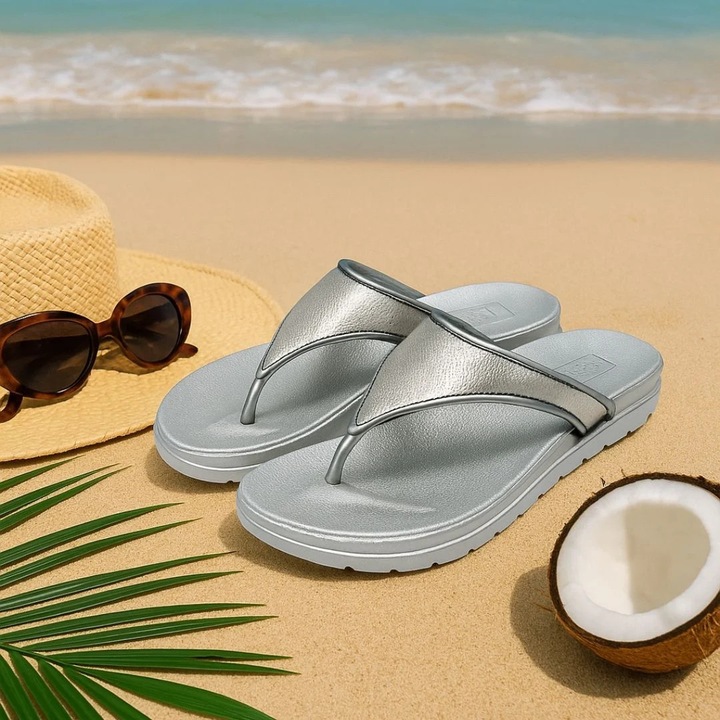 Slapi de dama, Perletti – Silver Flip-Flop, Argintiu, 38