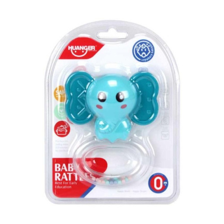 Elefántcsörgő játék – gyerekjáték, kék