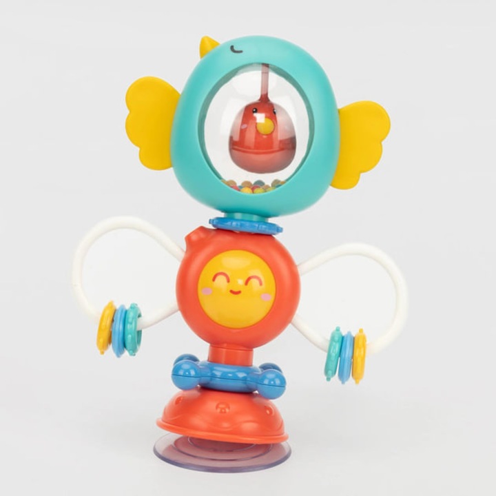 Csörgő tapadókoronggal – gyerekjáték, zöld és piros