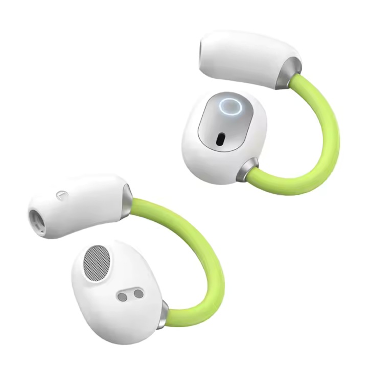Безжични слушалки, отворени T25, Bluetooth 5.4, аудио, 10 часа автономност, ясна HIFI музика и разговори, отворено докосване, стерео звук, микрофон, ергономичен дизайн, ултралеки, ултракомфортни, водоустойчиви IPX4, бели