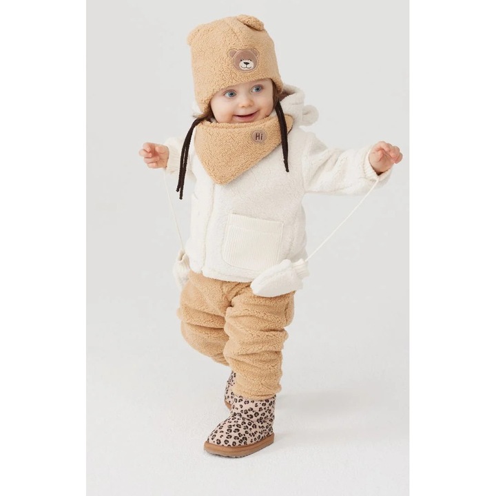 MILO plüss rövidnadrág gyerekeknek, keksz színű, 86-os méret (1-1,5 év)